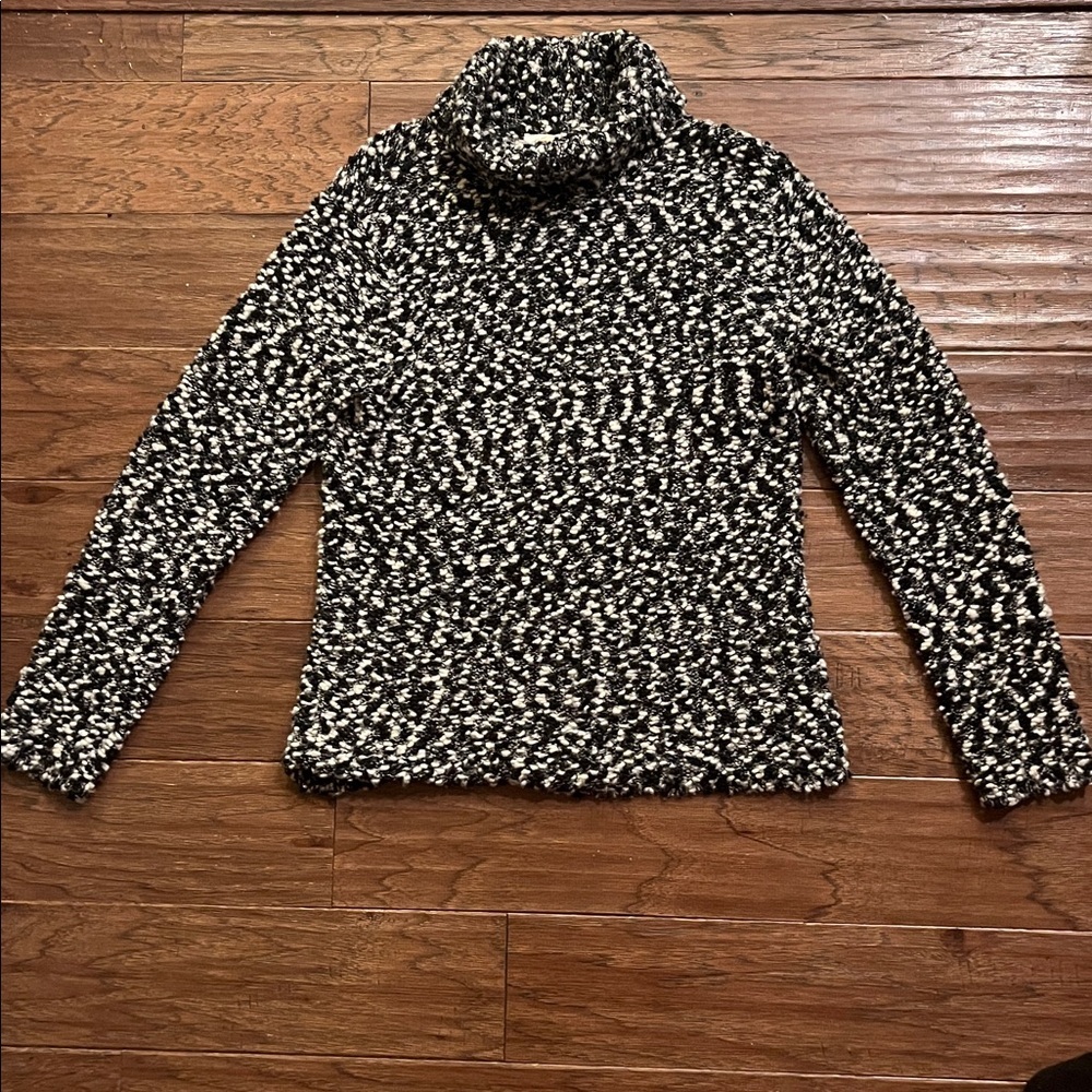 Talbots Black and White Marbled Wool Blend Sweater Size M